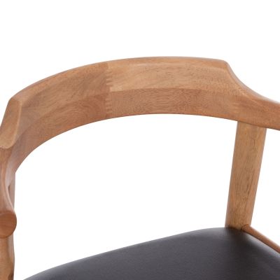 DINING CHAIR CERSEI HM9946.01 RUBBERWOOD IN LIGHT OAK & PU IN BLACK 57x53x72Hcm.