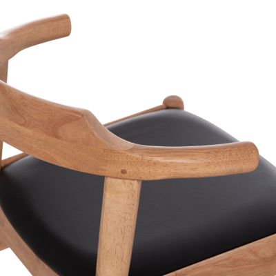 DINING CHAIR CERSEI HM9946.01 RUBBERWOOD IN LIGHT OAK & PU IN BLACK 57x53x72Hcm.