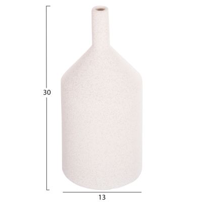 CERAMIC TABLE DECOR GALAD HM4608.01 OFF WHITE WITH CRYSTALLIZATION Φ13,5x30,5Hcm.