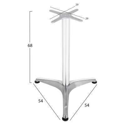 BASE FOR TABLE HM449.01 ALUMINUM IN CHROME CROSS 28,5x28,5cm.- LEG DIMENSIONS: 54x54x68Hcm.