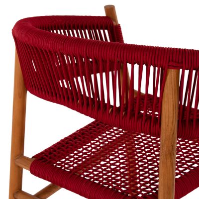 ТРАПЕЗНО КРЕСЛО IRVING HM9797 ТИКОВО ДЪРВО В ЕСТЕСТВЕН ЦВЯТ И БОРДОВО ЧЕРВЕНО ВЪЖЕ 60x55x75Hcm.