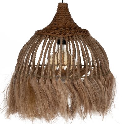 CEILING PENDANT MADE OF MANILA HEMP WITH FRINGES NATURAL COLOR 36x36x45Hcm.HM7751