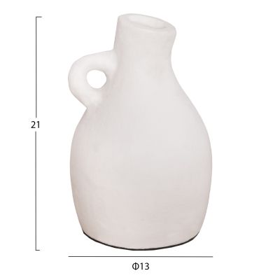 DECORATIVE VASE SERIES CLAYVON HM4405 TERRACOTTA IN WHITE COLOR Φ13x21Hcm.