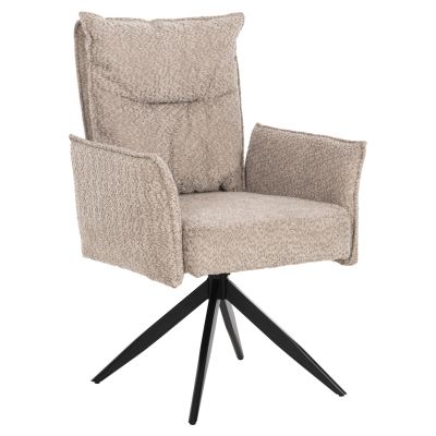 DINING ARMCHAIR ZORIN HM9846.07 DARK BEIGE FABRIC-BLACK METAL BASE 64x66x94,5Hcm.