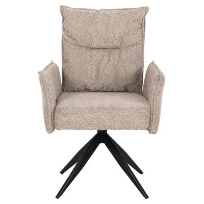 DINING ARMCHAIR ZORIN HM9846.07 DARK BEIGE FABRIC-BLACK METAL BASE 64x66x94,5Hcm.