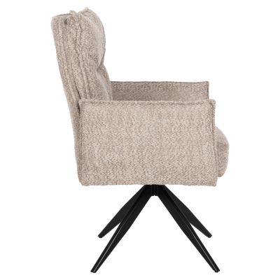 DINING ARMCHAIR ZORIN HM9846.07 DARK BEIGE FABRIC-BLACK METAL BASE 64x66x94,5Hcm.