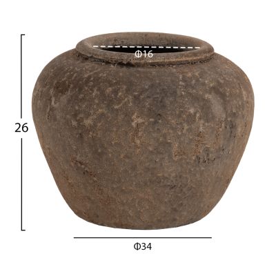 DECORATIVE VASE ZATI HM7931 TERRACOTTA IN GREY COLORING Φ34x26Hcm.