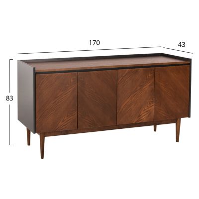 БЮФЕТ BEEN HM9740 MDF В ОРЕХ И ТЪМНО СИВ ФУРНИР 170x43x83Hcm.