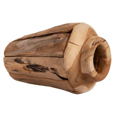 DECORATIVE VASE HM7917 RECYCLED PIECES OF TEAK WOOD IN NATURAL COLOR Φ15x30Hcm.