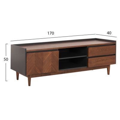 ТВ ШКАФ VEEN HM9741 MDF С ФУРНИР ОРЕХ В ЦВЯТ ОРЕХ И ТЪМНО СИВ 170x40x50Hcm