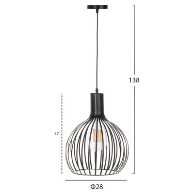 CEILING PENDANT LAMP HM4164 BLACK METAL CAP Φ28x138Hcm.