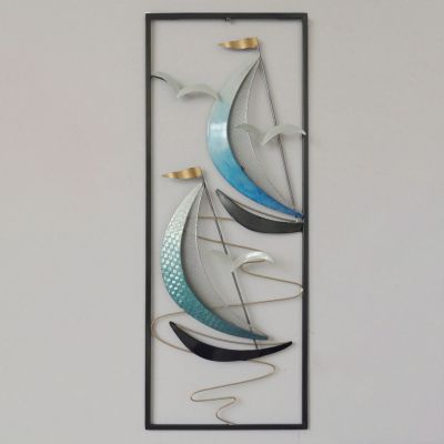 METAL WALL DECORATION HM7185 BLUE BLACK 28x4x75Η cm.