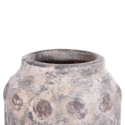 DECORATIVE TABLE VASE VERMO HM4392 TERRACOTTA IN GREY Φ20x19Hcm.