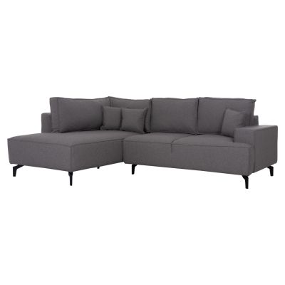 CORNER SOFA-BED WITH STORAGE SPACE SAFFIRA HM3303.01L GREY FABRIC 270x195x100Hcm.