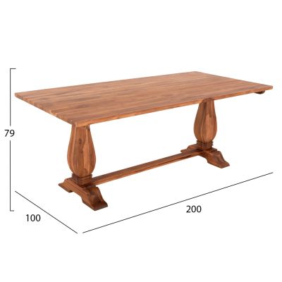 DINING TABLE GUIN HM9463.01 TEAK WOOD CARVED LEGS 200x100x78Hcm.