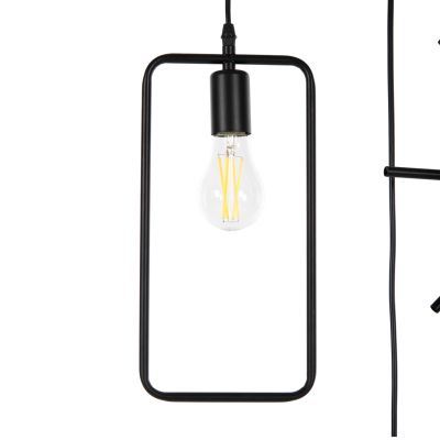 CEILING PENDANT 4-LIGHT HM4099 BLACK METAL GEOMETRICAL SHAPES 70x38x106H cm.