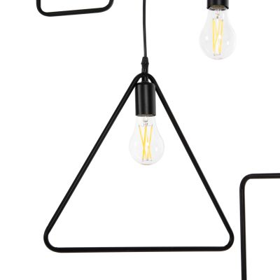 CEILING PENDANT 4-LIGHT HM4099 BLACK METAL GEOMETRICAL SHAPES 70x38x106H cm.