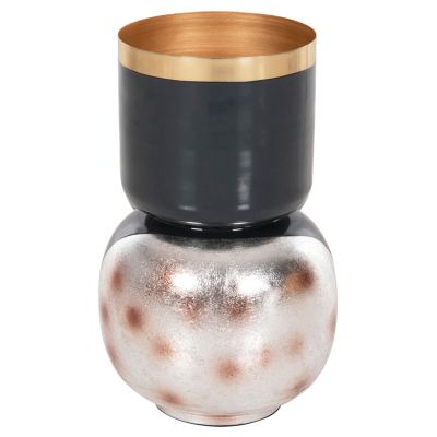 TABLE VASE LINGON HM4233.05 METAL IN ANTHRACITE BLUE-BRUSHED SILVER Φ21x37,5Hcm.