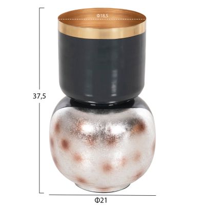 TABLE VASE LINGON HM4233.05 METAL IN ANTHRACITE BLUE-BRUSHED SILVER Φ21x37,5Hcm.