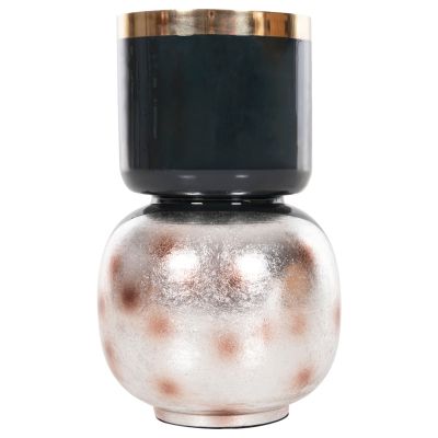 TABLE VASE LINGON HM4233.05 METAL IN ANTHRACITE BLUE-BRUSHED SILVER Φ21x37,5Hcm.