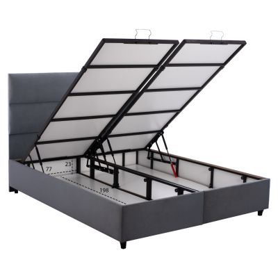 СИВО КАДИФЕНО ЛЕГЛО С МЯСТО ЗА СЪХРАНЕНИЕ MILO HM622.10 ЗА МАТРАК 160x200см.
