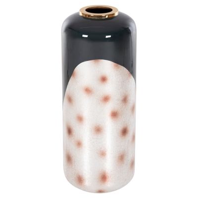 DECORATIVE FLOOR VASE RAKSASA HM4231.05 METAL IN ANTHRACITE BLUE-SILVER Φ30x80Hcm.