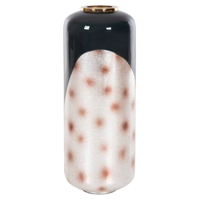 DECORATIVE FLOOR VASE RAKSASA HM4231.05 METAL IN ANTHRACITE BLUE-SILVER Φ30x80Hcm.