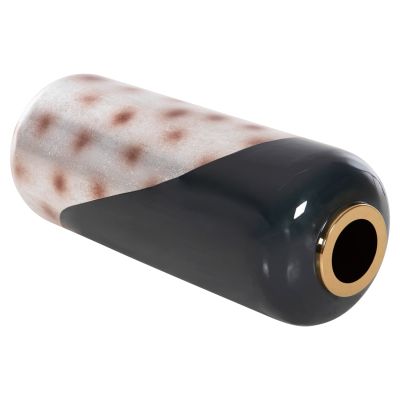 DECORATIVE FLOOR VASE RAKSASA HM4231.05 METAL IN ANTHRACITE BLUE-SILVER Φ30x80Hcm.