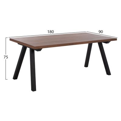 DINING TABLE ARTI HM9305.02 MDF TOP WALNUT VENEER METAL LEGS 180X90X75H