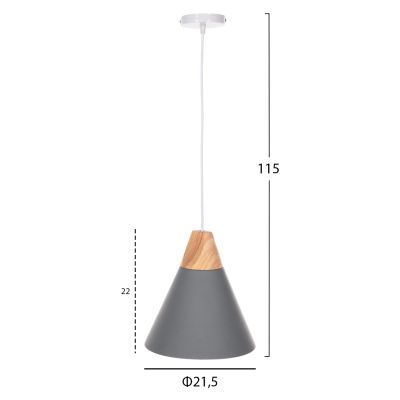 CEILING PENDANT LAMP HM4150 GREY METAL CAP Φ21,5x115Hcm.