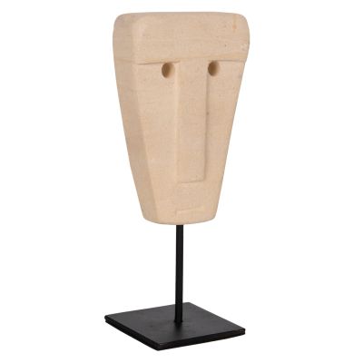 TABLE DECOR HM4312 FACE MADE OF PARAS STONE-BLACK METAL STAND 9x3x22Hcm.