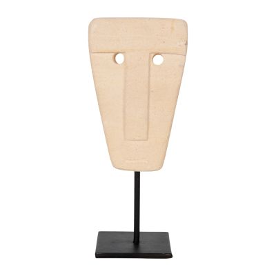 TABLE DECOR HM4312 FACE MADE OF PARAS STONE-BLACK METAL STAND 9x3x22Hcm.