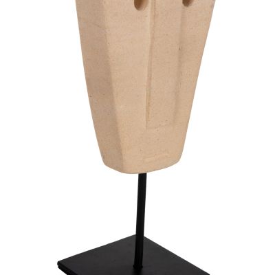 TABLE DECOR HM4312 FACE MADE OF PARAS STONE-BLACK METAL STAND 9x3x22Hcm.