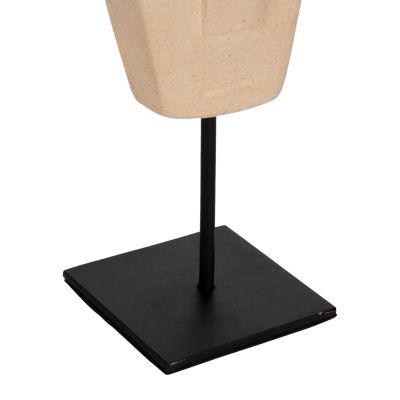 TABLE DECOR HM4312 FACE MADE OF PARAS STONE-BLACK METAL STAND 9x3x22Hcm.