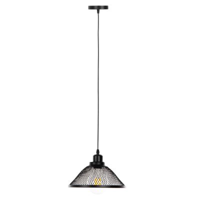 CEILING PENDANT LUMINAIRE HM4102 BLACK METAL MESH CAP Φ25x115Hcm.