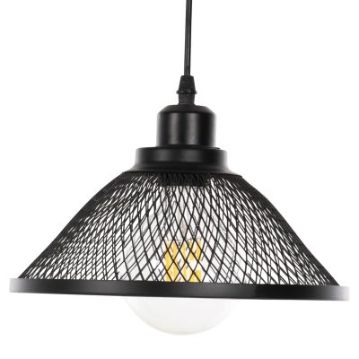 CEILING PENDANT LUMINAIRE HM4102 BLACK METAL MESH CAP Φ25x115Hcm.
