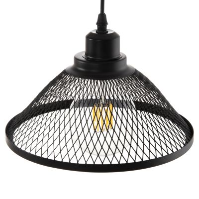 CEILING PENDANT LUMINAIRE HM4102 BLACK METAL MESH CAP Φ25x115Hcm.