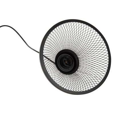 CEILING PENDANT LUMINAIRE HM4102 BLACK METAL MESH CAP Φ25x115Hcm.