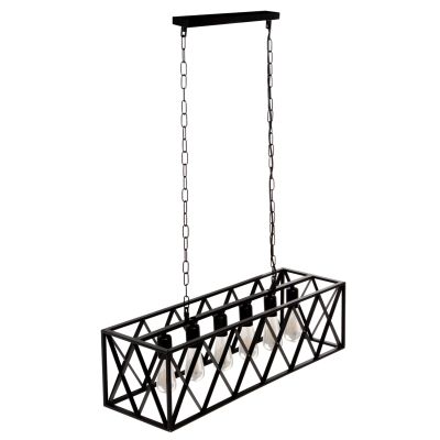 CEILING PENDANT LAMP HM4128 6LIGHTS-BLACK METAL FRAME 77,5x25x101Hcm.
