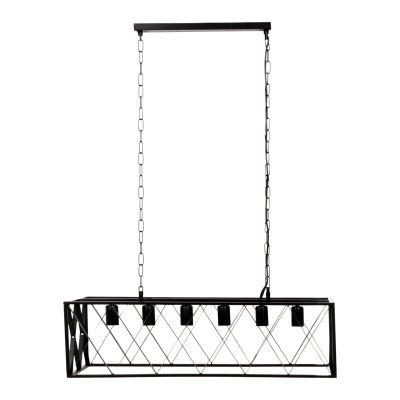 CEILING PENDANT LAMP HM4128 6LIGHTS-BLACK METAL FRAME 77,5x25x101Hcm.