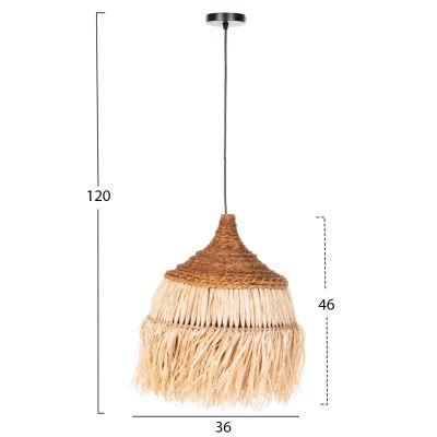 CEILING PENDANT WITH SISAL FIBER CAP IN NATURAL COLOR Φ36x46-120Hcm.HM7787