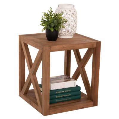 SIDE TABLE NYM HM7941 SQUARE WITH STORAGE SPACE-RECYCLED TEAK WOOD 45x45x51Hcm.