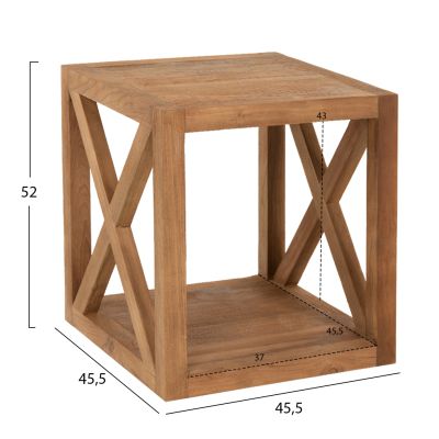 SIDE TABLE NYM HM7941 SQUARE WITH STORAGE SPACE-RECYCLED TEAK WOOD 45x45x51Hcm.