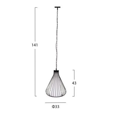 CEILING PENDANT LAMP HM4074 BLACK METAL CAP Φ33x141Hcm.