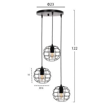 CEILING PENDANT LAMP HM4038 3 METAL SPHERES Φ23x122Hcm.