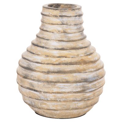 DECORATIVE TABLE VASE VERMO HM4401 TERRACOTTA IN BRUSHED BEIGE Φ27x30Hcm.