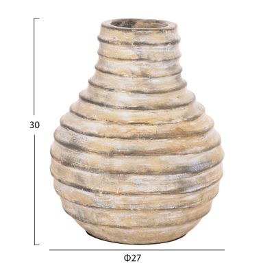 DECORATIVE TABLE VASE VERMO HM4401 TERRACOTTA IN BRUSHED BEIGE Φ27x30Hcm.