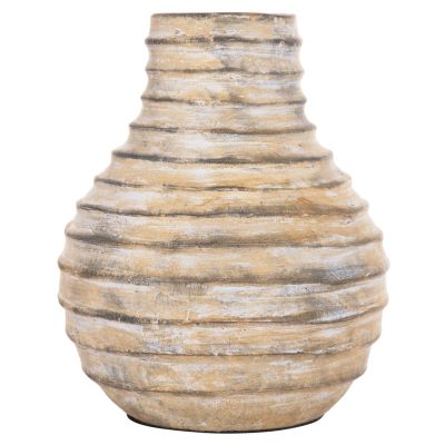 DECORATIVE TABLE VASE VERMO HM4401 TERRACOTTA IN BRUSHED BEIGE Φ27x30Hcm.