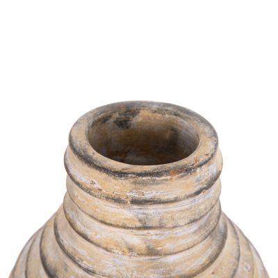 DECORATIVE TABLE VASE VERMO HM4401 TERRACOTTA IN BRUSHED BEIGE Φ27x30Hcm.