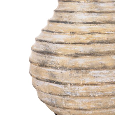 DECORATIVE TABLE VASE VERMO HM4401 TERRACOTTA IN BRUSHED BEIGE Φ27x30Hcm.